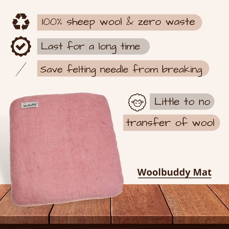 Woolbuddy Needle Felting Pad â€“ Pink Wool Mat 10x10x1.5 â€“ Foam Alternative Base for 3D, Wet, & Dry Felting Crafts - Image 3